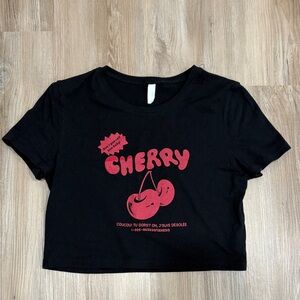 Black Cherry Graphic Crop Top